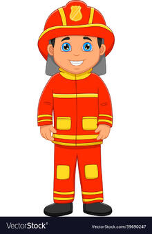 Cute boy firefighter isolated on white background Vector Image
