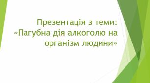 Презентація з теми: «Пагубна дія алкоголю на організм людини»
