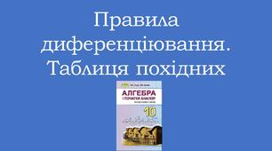 Презентація "Правила диференціювання.Таблиця похідних "