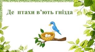 Де птахи в’ють гнізда. Як птахи доглядають пташенят (с. 80-81).