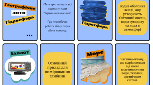 Географічне лото з теми "Гідросфера"