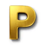 Буква P в золоте — стоковое фото