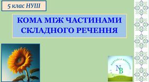 Кома між частинами складного речення. 5 клас НУШ