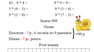 Таблиця множення та ділення числа 9