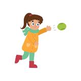 Premium Vector | Cute girl throwing a ball outdoor baseball activity happy child throws ball vector illustration