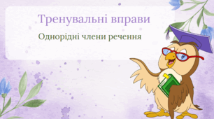 Тренувальні вправи. (Однорідні члени речення)