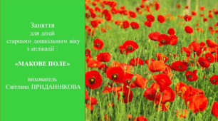 Інтегроване заняття( з природного довкілля та аплікації) для дітей старшого дошкільного віку "МАКОВЕ ПОЛЕ"