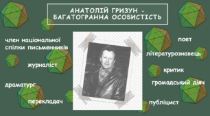 Урок літератури рідного краю (Сумщина). Ліричний світ Анатолія Гризуна.