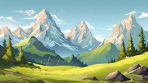 Cartoon Animation Of The Mountains And Trees Background, Mountain Cartoon Picture, Cartoon, Cartoon Powerpoint Background Image And Wallpaper for Free Download