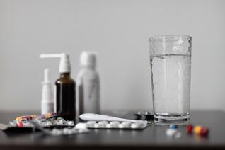 Sick at home concept with medicine