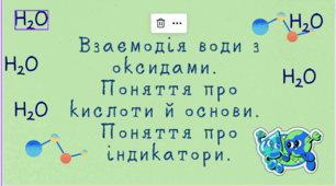 Взаємодія води з оксидами. Поняття про гідрати оксидів: кислоти й основи. Поняття про індикатори.