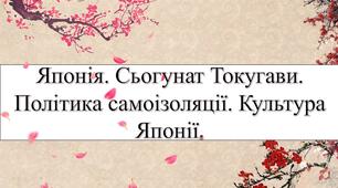 Японія. Сьогунат Токугави. Політика самоізоляції. Культура Японії.