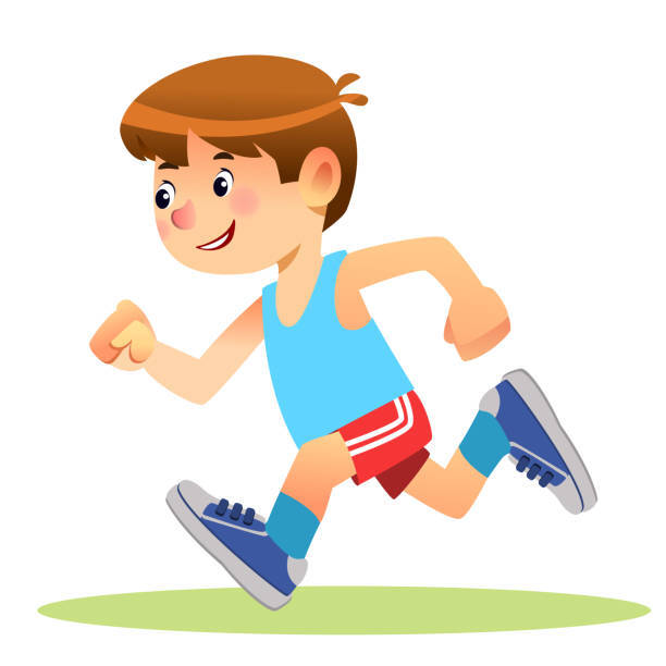 Boy Running Marathon Runner Or A Boy Running On School Sport Day Cartoon Stock Vector Illustration Isolated On White Background Stock Illustration - Download Image Now - iStock