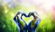 Human Hands Shaping Heart Patterned World Map Images Nasa — стокове фото