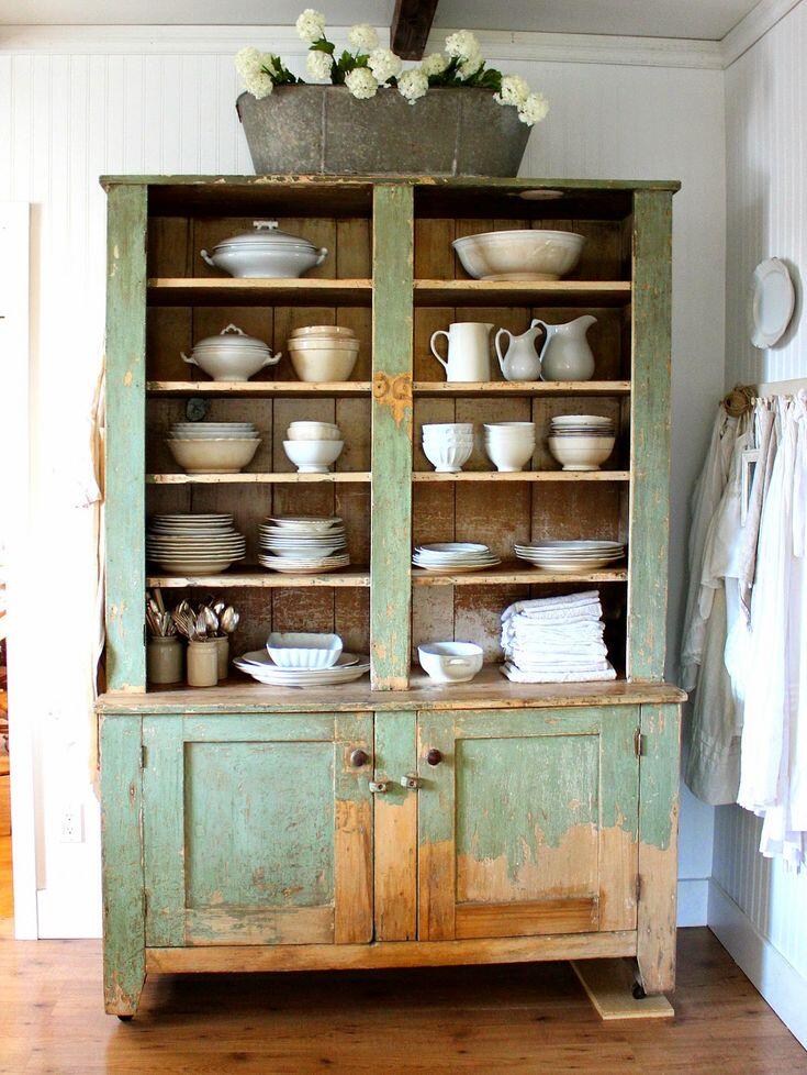 Rustic Farmhouse: The story of a cupboard | Green painted furniture, Rustic kitchen, Cupboard designs