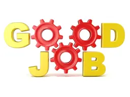 Слова GOOD JOB в 3D літер і шестерні. Розширювати ілюстрацію — стокове фото