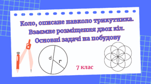 Коло, описане навколо трикутника. Взаємне розміщення двох кіл. Основні задачі на побудову