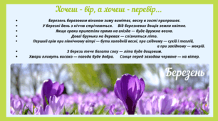 Рубрика "Хочеш - вір, а хочеш - перевір..." БЕРЕЗЕНЬ (варіант 2)