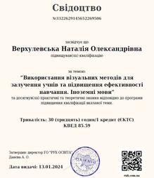  "Використання візуальних методів для залучення учнів та підвищення ефективності навчання. Іноземні мови" 2024