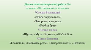 Контрольна робота №4 за темою  "Від смішного до великого"