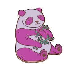 Pink Panda Eating Bamboo Badge What's your favorite animal? Isn't It! - AliExpress