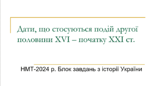 Дати подій блоку НМТ 2024 року з історії України