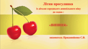 Заняття з природного довкілля для дітей дошкільного віку: "ВИШНЯ"