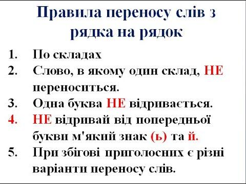 Перенос слів із рядка в рядок. Українська мова 2 клас. - YouTube