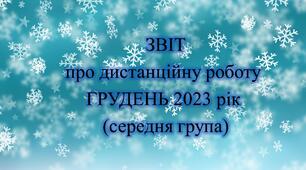 Конспект. ЗВІТ дистанційної роботи на ГРУДЕНЬ 2023 рік (середня група)