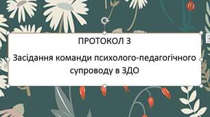 Протокол 3 засідання команди психолого педагогічного супроводу