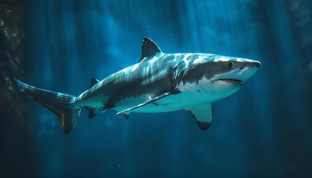 Realistic shark in ocean
