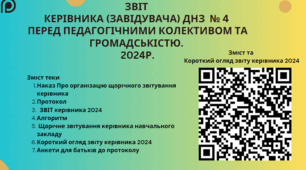 Звіт директора ЗДО перед громадськістю за 2023/2024 навчальний рік»
