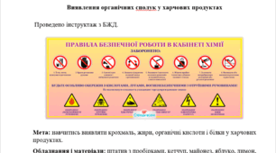 Практична робота з хімії 9 клас "Виявлення органічних сполук у харчових продуктах"