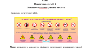 Практична робота з хімії 9 клас "Властивості етанової (оцтової) кислоти"