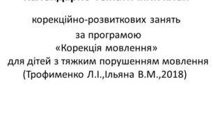 Календарне планування за програмою "Корекція мовлення"