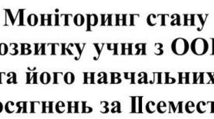 Моніторинг стану розвитку учня з ООП та його навчальних досягнень за ІI семестр 2023-24 р.