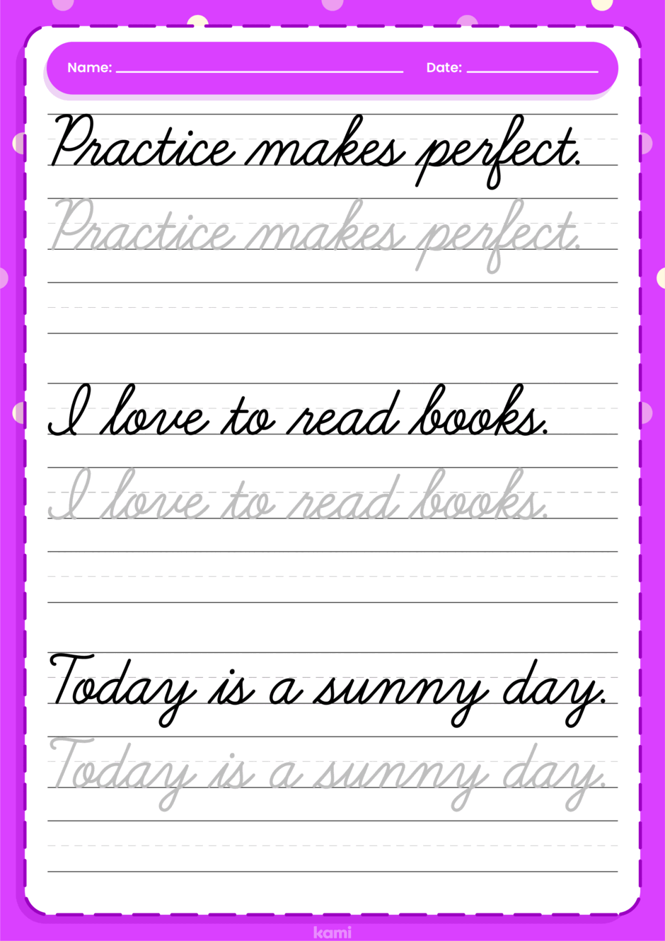 Cursive Handwriting Worksheet | Sentences for Teachers | Perfect for grades 1st, 2nd, 3rd, 4th, 5th | English Language Arts Classroom Resources | Kami Library