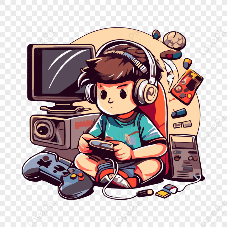 Playing Video Games Vector,cartoon,sticker PNG Free Download And Clipart Image For Free Download - Lovepik | 380586893