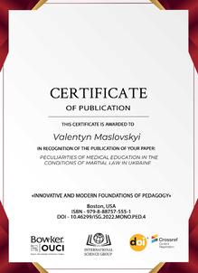  PECULIARITIES OF MEDICAL EDUCATION IN THE CONDITIONS OF MARTIAL LAW IN UKRAINE