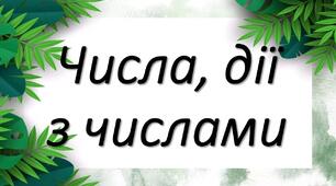 Числа. Дії з числами