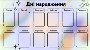 План-схема для вчителя "Календар іменинників".
