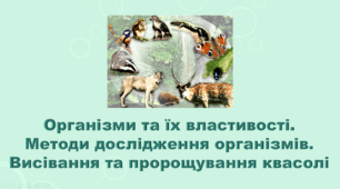 5 клас НУШ. "Організми та їх властивості. Методи дослідження організмів. Висівання та пророщування квасолі" (за підручником Коршевнюк Т.В.)