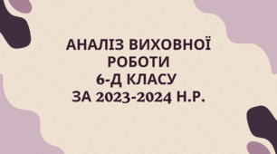 Аналіз виховної роботи 6-Д класу  за 2023-2024 н.р.
