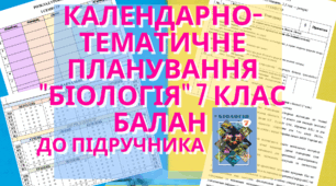 Календарно-тематичне планування "Біологія" 7 клас Балан Підручник "Астон" НУШ + навчальний календар