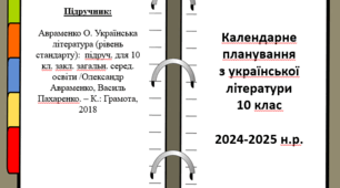 Календарно-тематичне планування з української літератури для 10 класу на 2024-2025н.р. (за підручником О.Авраменка)