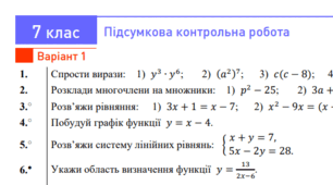 7 клас - Підсумкова контрольна робота з алгебри