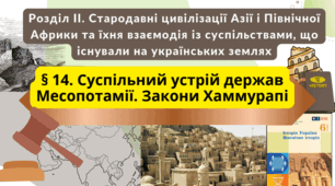 Суспільний устрій держав Месопотамії. Закони Хаммурапі  6 клас НУШ