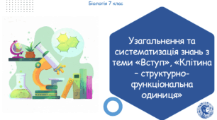 Урок узагальнення та систематизації знань з теми «Вступ», «Клітина – структурно-функціональна одиниця»