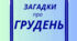 ГРУДЕНЬ. Хвилинка відпочинку, кмітливості та ерудиції - ЗАГАДКИ