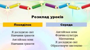 Розклад уроків та дзвінків